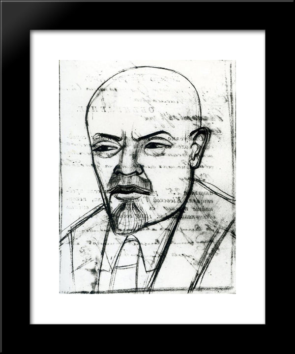 Portrait Of Vladimir Lenin 20x24 Black Modern Wood Framed Art Print Poster by Boichuk, Mykhailo