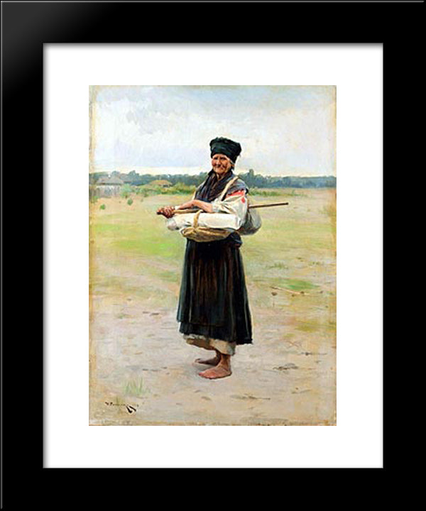 Fabric Trading Woman 20x24 Black Modern Wood Framed Art Print Poster by Pymonenko, Mykola
