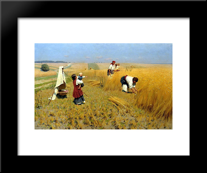 Harvest Gathering In Ukraine 20x24 Black Modern Wood Framed Art Print Poster by Pymonenko, Mykola