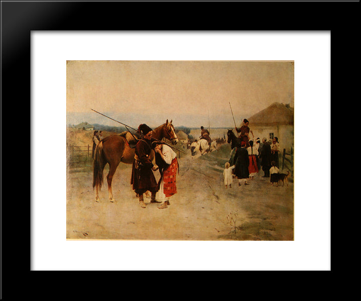 Off To War 20x24 Black Modern Wood Framed Art Print Poster by Pymonenko, Mykola