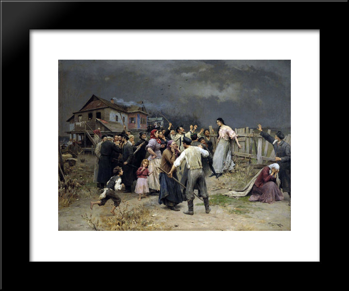 Victime Of Fanatisme 20x24 Black Modern Wood Framed Art Print Poster by Pymonenko, Mykola