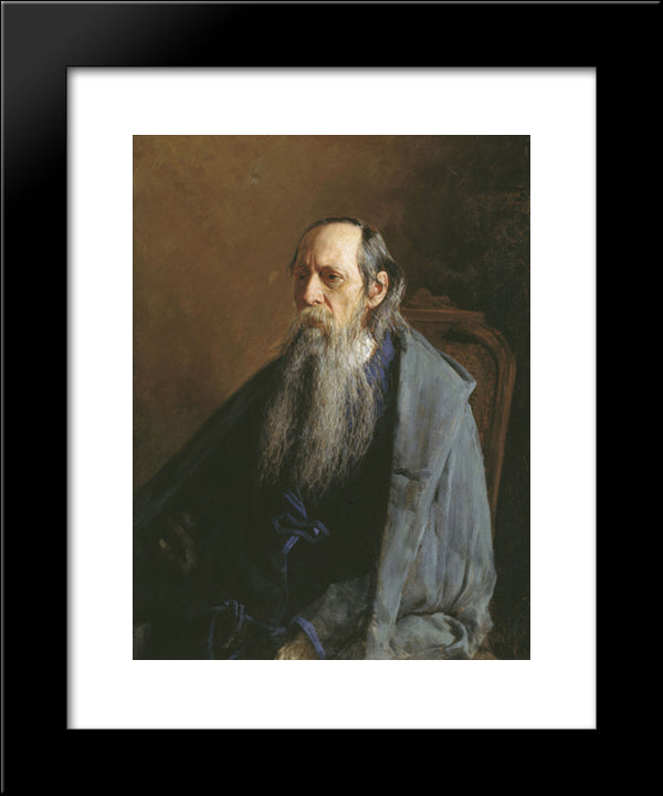 Portrait Of Mikhail Yevgrafovich Saltykov-Shchedrin 20x24 Black Modern Wood Framed Art Print Poster by Yaroshenko, Mykola