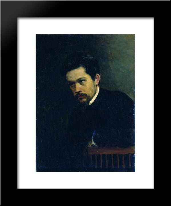 Self-Portrait 20x24 Black Modern Wood Framed Art Print Poster by Yaroshenko, Mykola
