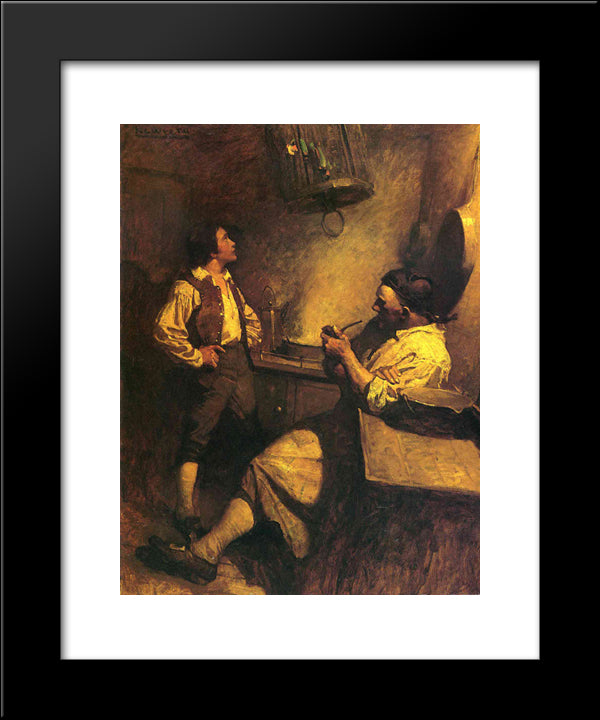 Jim Hawkins, Long John Silver And His Parrot 20x24 Black Modern Wood Framed Art Print Poster by Wyeth, N.C.