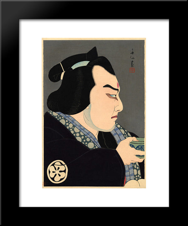 Bando Jusaburo In The Role Of Seigoro 20x24 Black Modern Wood Framed Art Print Poster by Shunsen, Natori