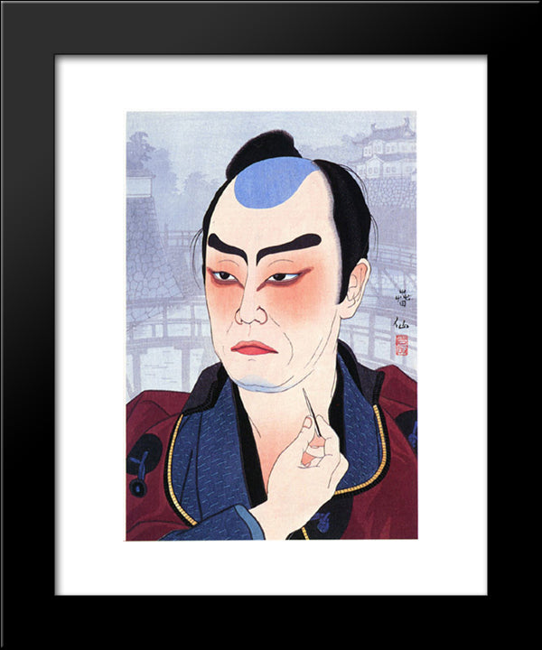 Ichikawa Sadanji As Moroboshi Chuya 20x24 Black Modern Wood Framed Art Print Poster by Shunsen, Natori