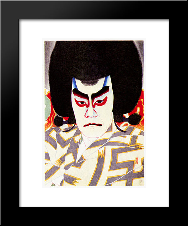 Ichikawa Sadanji As Narukami 20x24 Black Modern Wood Framed Art Print Poster by Shunsen, Natori