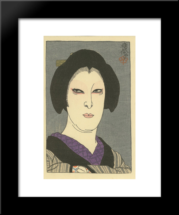 Taminosuke In The Role Of Otsuma 20x24 Black Modern Wood Framed Art Print Poster by Shunsen, Natori