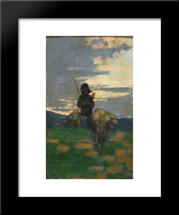 Shepherd With Flock 20x24 Black Modern Wood Framed Art Print Poster by Cannicci, Niccolo