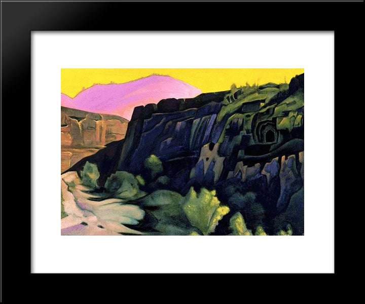 Ajanta. The Rock Temples. 20x24 Black Modern Wood Framed Art Print Poster by Roerich, Nicholas