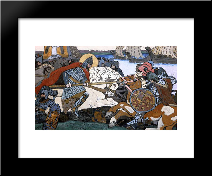 Alexander Nevsky Striking Birder Jarl 20x24 Black Modern Wood Framed Art Print Poster by Roerich, Nicholas