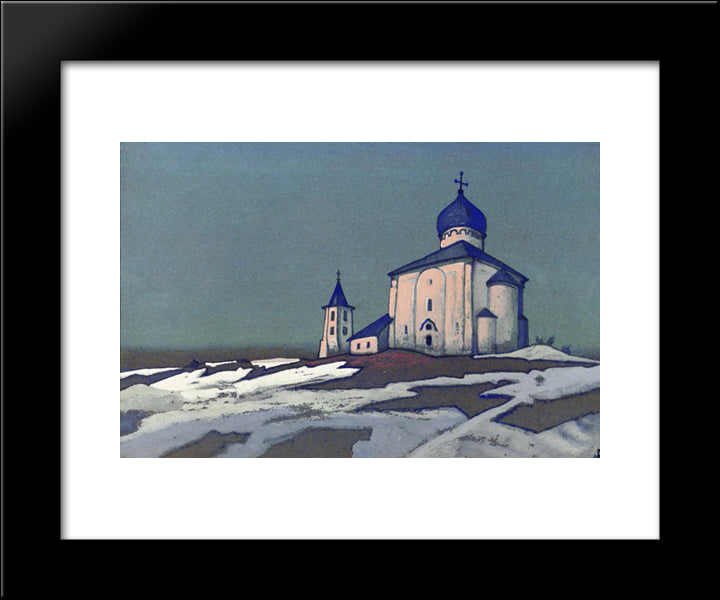 Ancient Novgorod (The Saviour Nereditsa) 20x24 Black Modern Wood Framed Art Print Poster by Roerich, Nicholas