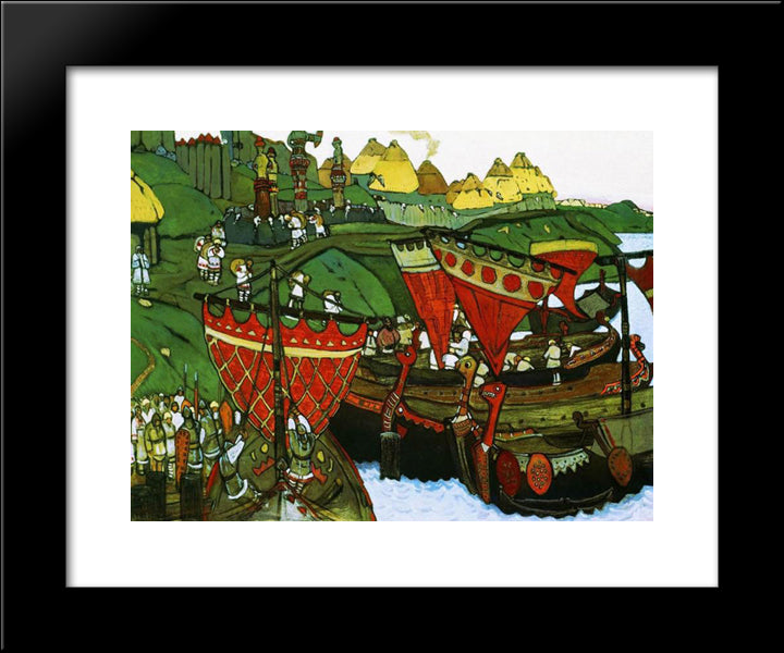 Ancient Russians At Dnieper 20x24 Black Modern Wood Framed Art Print Poster by Roerich, Nicholas
