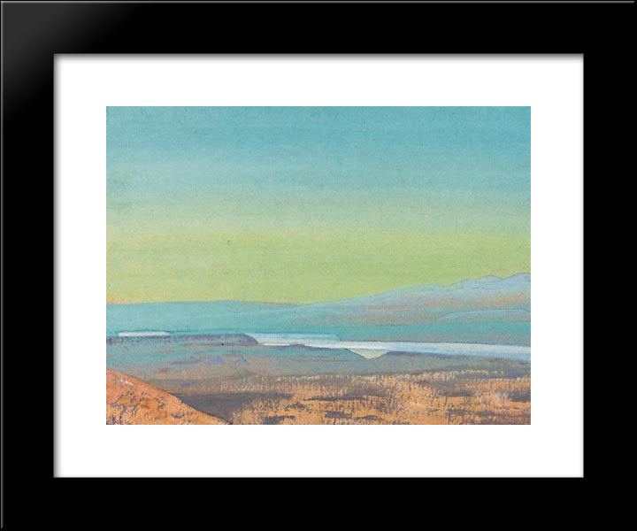 Burein-Gol. Qaidam. 20x24 Black Modern Wood Framed Art Print Poster by Roerich, Nicholas