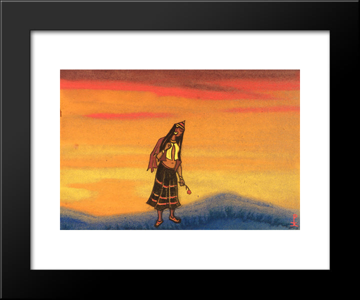 Captive With Rose 20x24 Black Modern Wood Framed Art Print Poster by Roerich, Nicholas