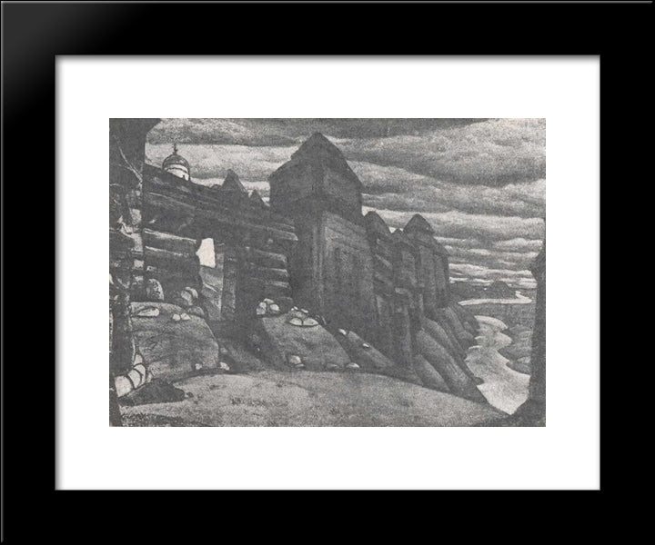 City Wall 20x24 Black Modern Wood Framed Art Print Poster by Roerich, Nicholas