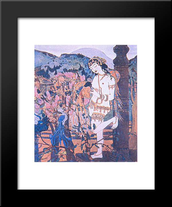 Devassari Abuntu With Birds 20x24 Black Modern Wood Framed Art Print Poster by Roerich, Nicholas