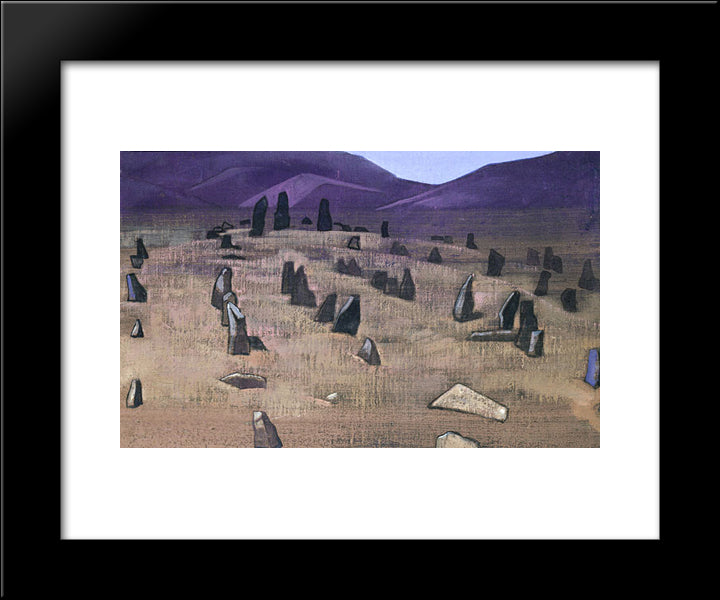 Doring, Tibetian Menhirs. 20x24 Black Modern Wood Framed Art Print Poster by Roerich, Nicholas