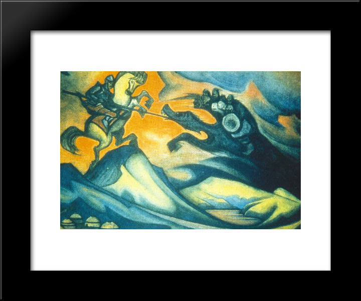 Fight 20x24 Black Modern Wood Framed Art Print Poster by Roerich, Nicholas