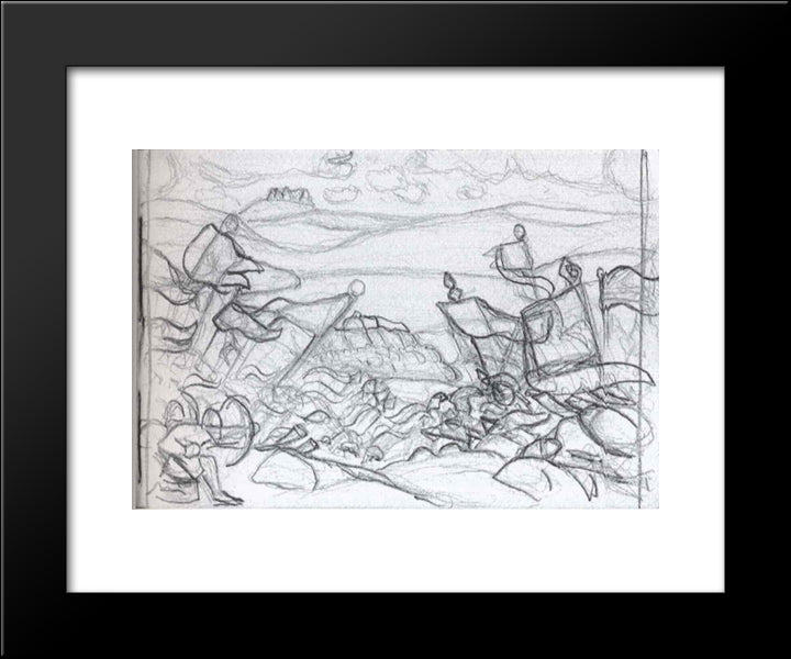 Fight Near Kerzhenets 20x24 Black Modern Wood Framed Art Print Poster by Roerich, Nicholas