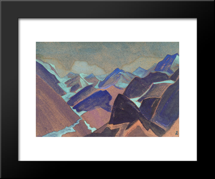Glaciers Of Lahaul 20x24 Black Modern Wood Framed Art Print Poster by Roerich, Nicholas