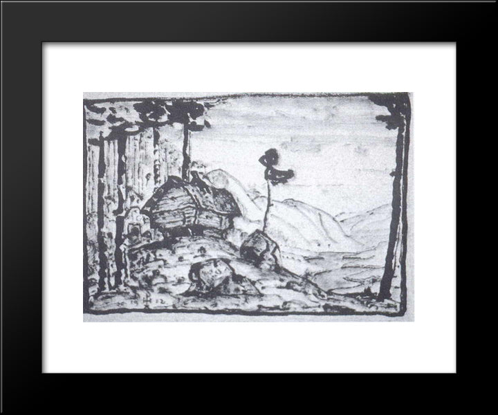 Hut In The Mountains 20x24 Black Modern Wood Framed Art Print Poster by Roerich, Nicholas
