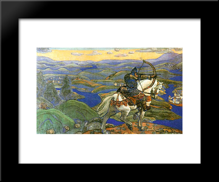 Ilya Muromets 20x24 Black Modern Wood Framed Art Print Poster by Roerich, Nicholas