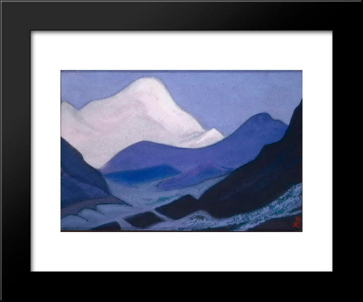 Kampa Dzong. Pink Peak. 20x24 Black Modern Wood Framed Art Print Poster by Roerich, Nicholas