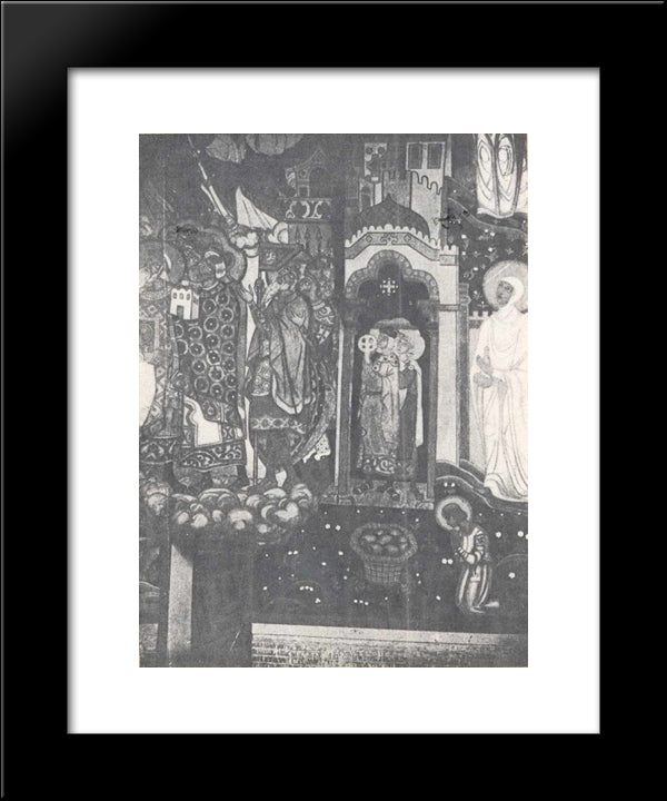 Kneeling Warriors (Study Of Murals For The Chapel In Pskov) 20x24 Black Modern Wood Framed Art Print Poster by Roerich, Nicholas