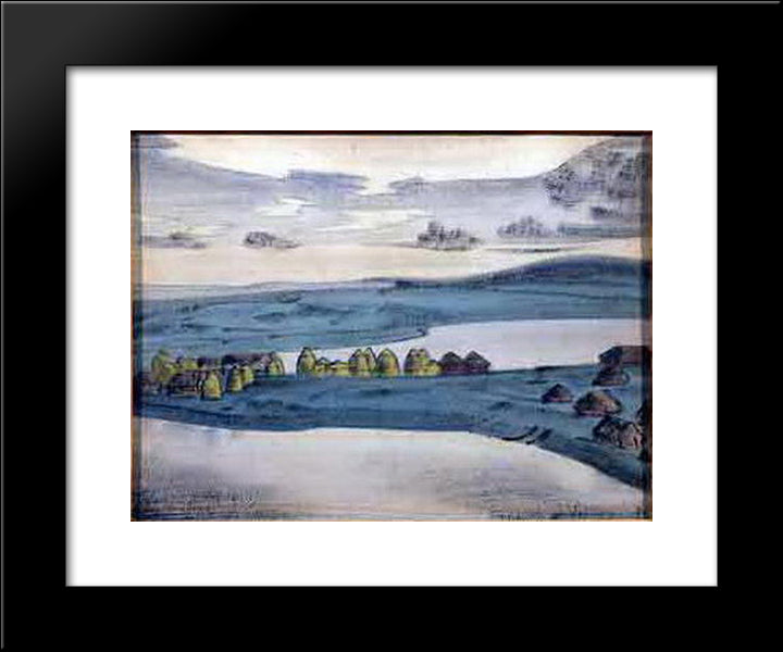 Lake Village 20x24 Black Modern Wood Framed Art Print Poster by Roerich, Nicholas