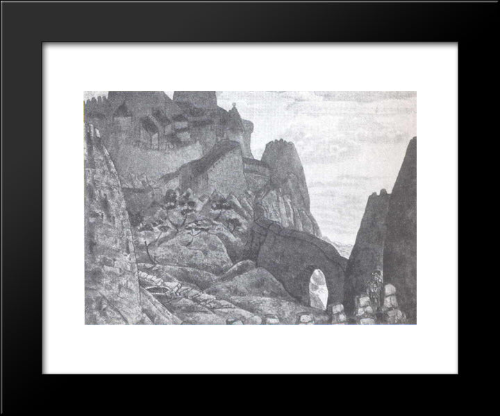 Light Night (Castle Of Prince Judas Iscariot) 20x24 Black Modern Wood Framed Art Print Poster by Roerich, Nicholas