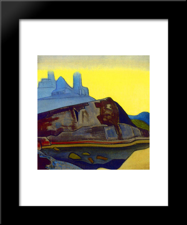 Linnasaari, Ladoga Lake 20x24 Black Modern Wood Framed Art Print Poster by Roerich, Nicholas