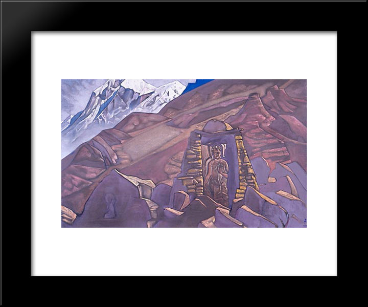 Maitreya On The Way 20x24 Black Modern Wood Framed Art Print Poster by Roerich, Nicholas