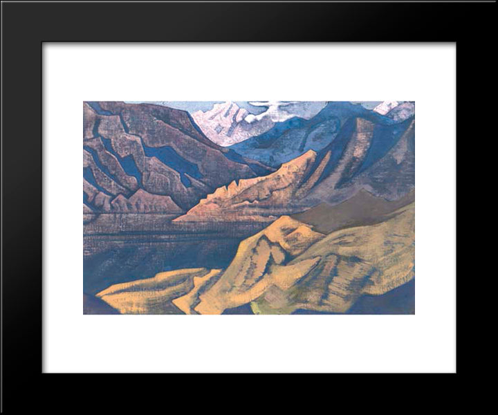 Manasbal Lake 20x24 Black Modern Wood Framed Art Print Poster by Roerich, Nicholas