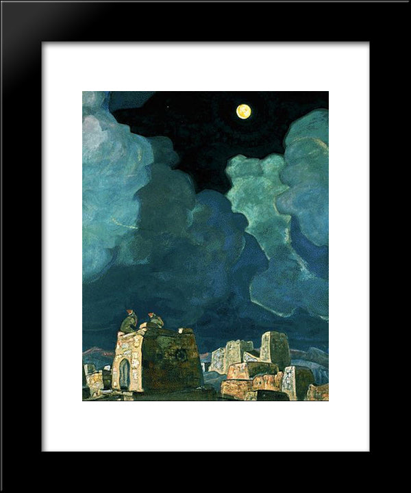 Mekheski - Moon People 20x24 Black Modern Wood Framed Art Print Poster by Roerich, Nicholas