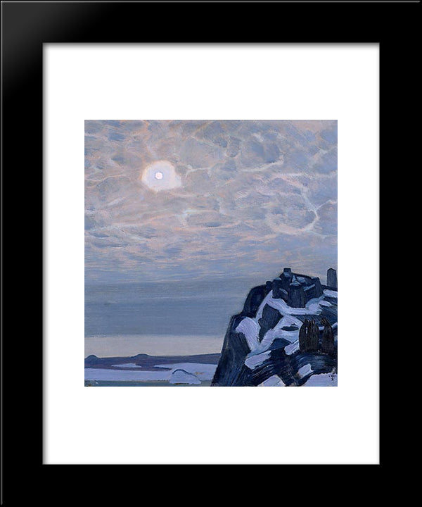 Moonlight. Sortavala. 20x24 Black Modern Wood Framed Art Print Poster by Roerich, Nicholas