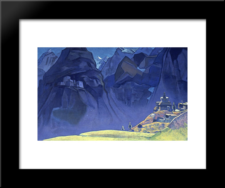 Mountain Eagles (Tibetan Stupa) 20x24 Black Modern Wood Framed Art Print Poster by Roerich, Nicholas