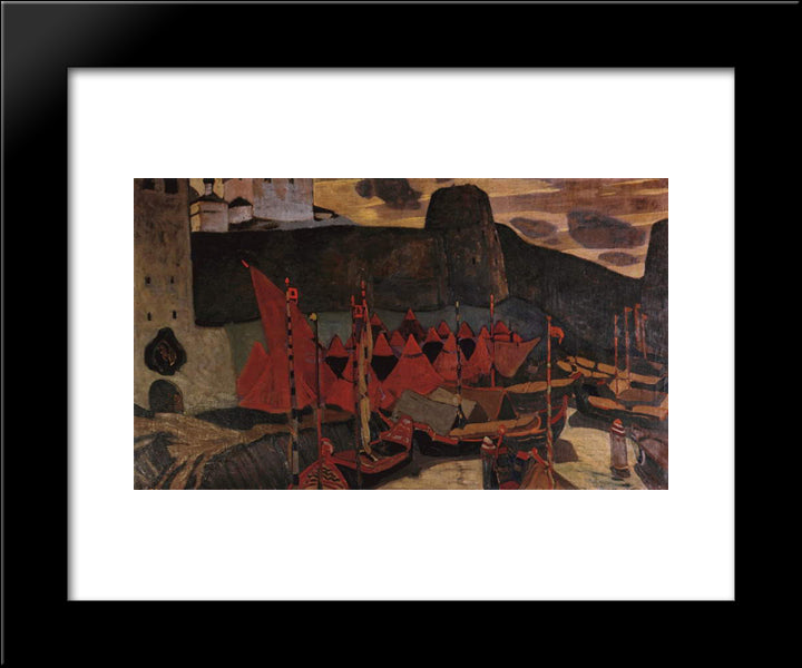 Old Pskov 20x24 Black Modern Wood Framed Art Print Poster by Roerich, Nicholas