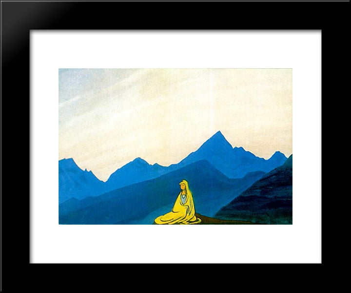 On Himalayan Peaks 20x24 Black Modern Wood Framed Art Print Poster by Roerich, Nicholas