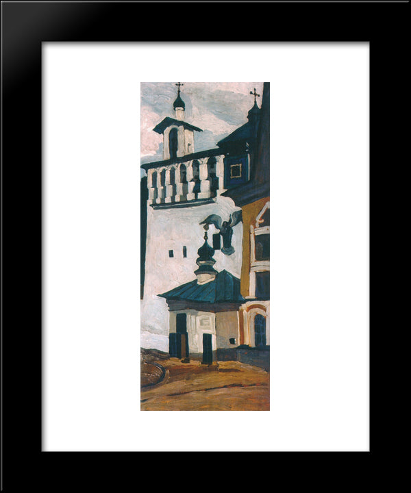 Pechora. A Large Belfry. 20x24 Black Modern Wood Framed Art Print Poster by Roerich, Nicholas