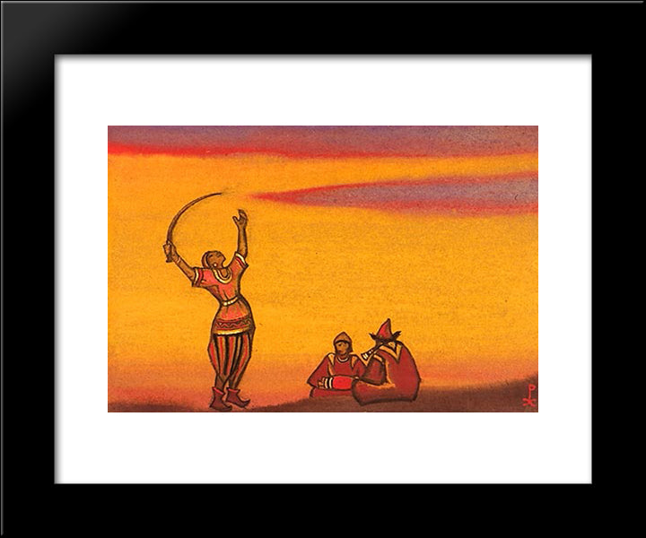 Polovets With Scimitar 20x24 Black Modern Wood Framed Art Print Poster by Roerich, Nicholas