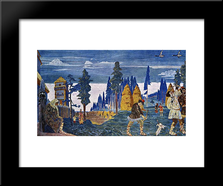 Pomeranians. Morning. 20x24 Black Modern Wood Framed Art Print Poster by Roerich, Nicholas