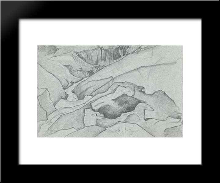 Rani Nulla River On Kulu Side Of Rohtang Pass 20x24 Black Modern Wood Framed Art Print Poster by Roerich, Nicholas