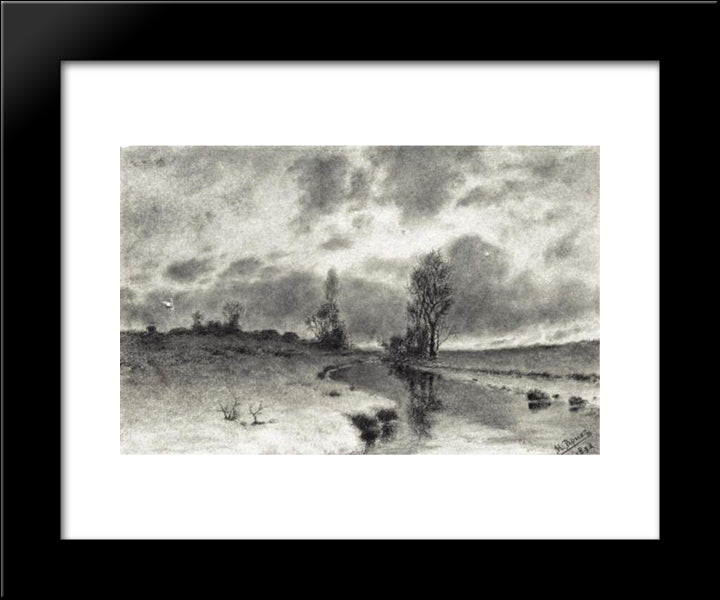 River Landscape 20x24 Black Modern Wood Framed Art Print Poster by Roerich, Nicholas