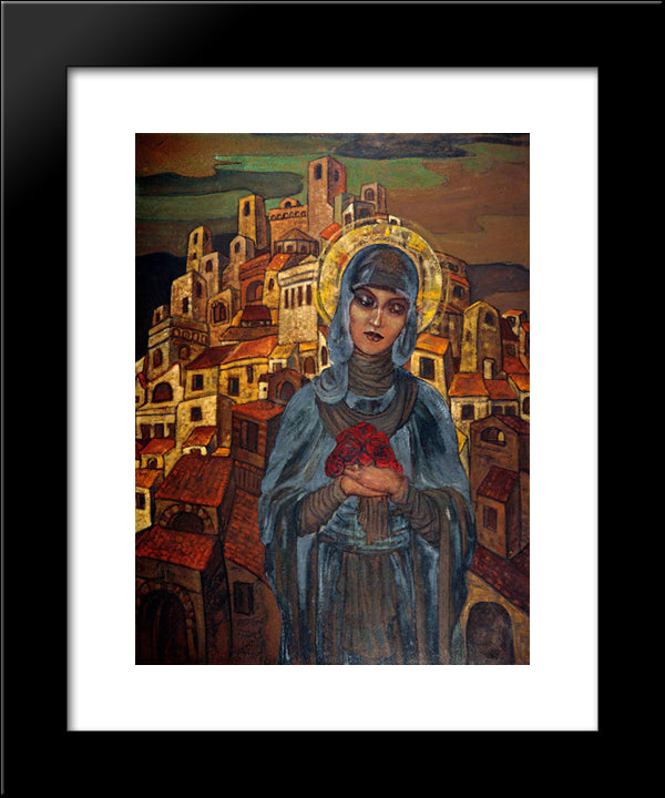 Roses Of Heart. Princess Olga. 20x24 Black Modern Wood Framed Art Print Poster by Roerich, Nicholas
