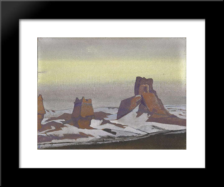 Ruins Of A Chinese Fort 20x24 Black Modern Wood Framed Art Print Poster by Roerich, Nicholas