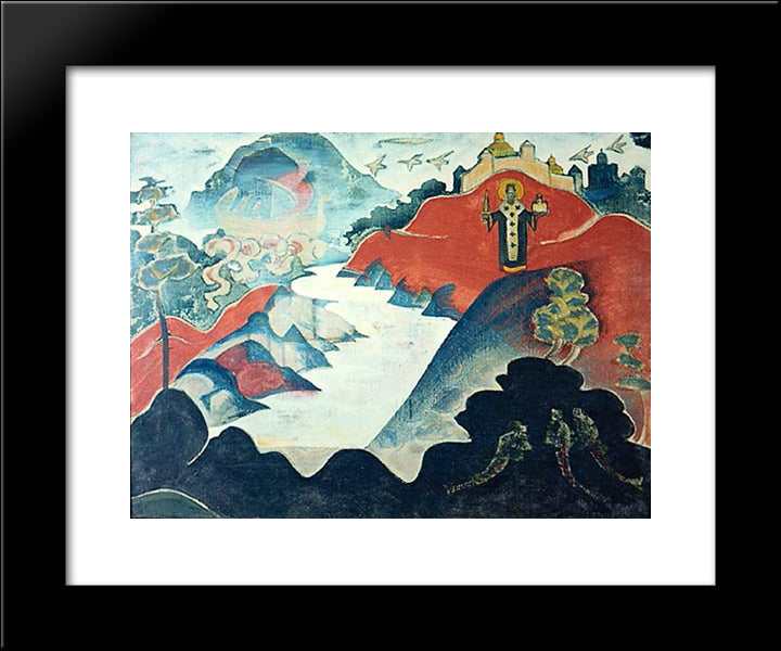 Saint Nicholas (Nicola Mozhaisky) 20x24 Black Modern Wood Framed Art Print Poster by Roerich, Nicholas