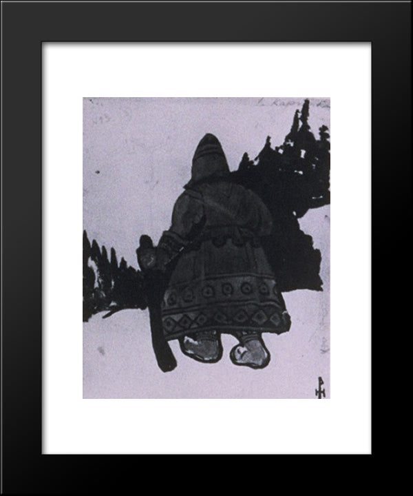 Sketch Of Costumes For Tale Of Tsar Saltan 20x24 Black Modern Wood Framed Art Print Poster by Roerich, Nicholas