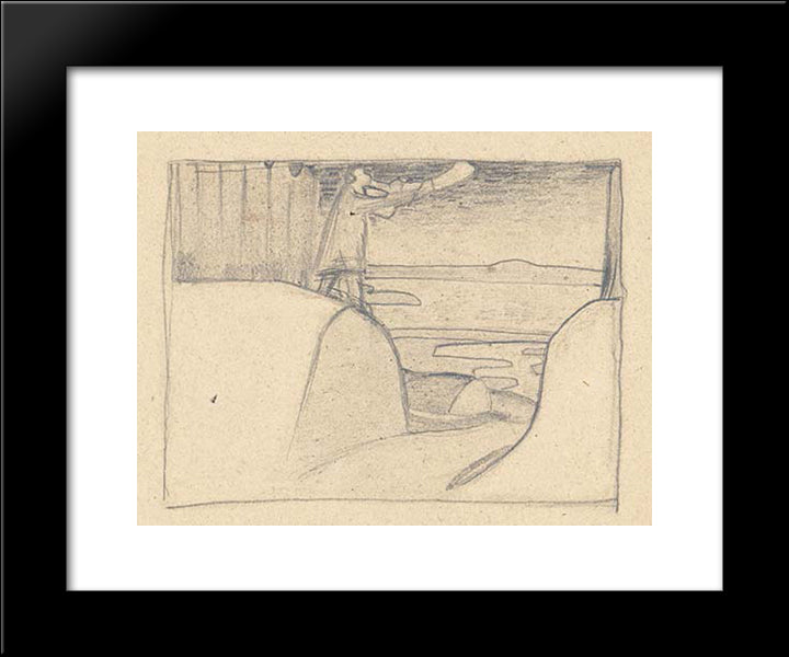 Sketch Of Man With Buggle 20x24 Black Modern Wood Framed Art Print Poster by Roerich, Nicholas