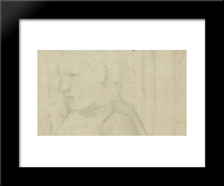 Sketch Of Man'S Head (Self-Portrait) 20x24 Black Modern Wood Framed Art Print Poster by Roerich, Nicholas